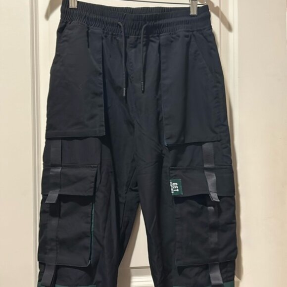 Shein womens pull on parachute Cargo utility Pants elastic pockets galore size S - Picture 1 of 13